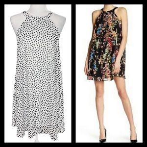 BETSEY JOHNSON Polka Dot Halter Neck Chiffon Swing Dress Black/White 4